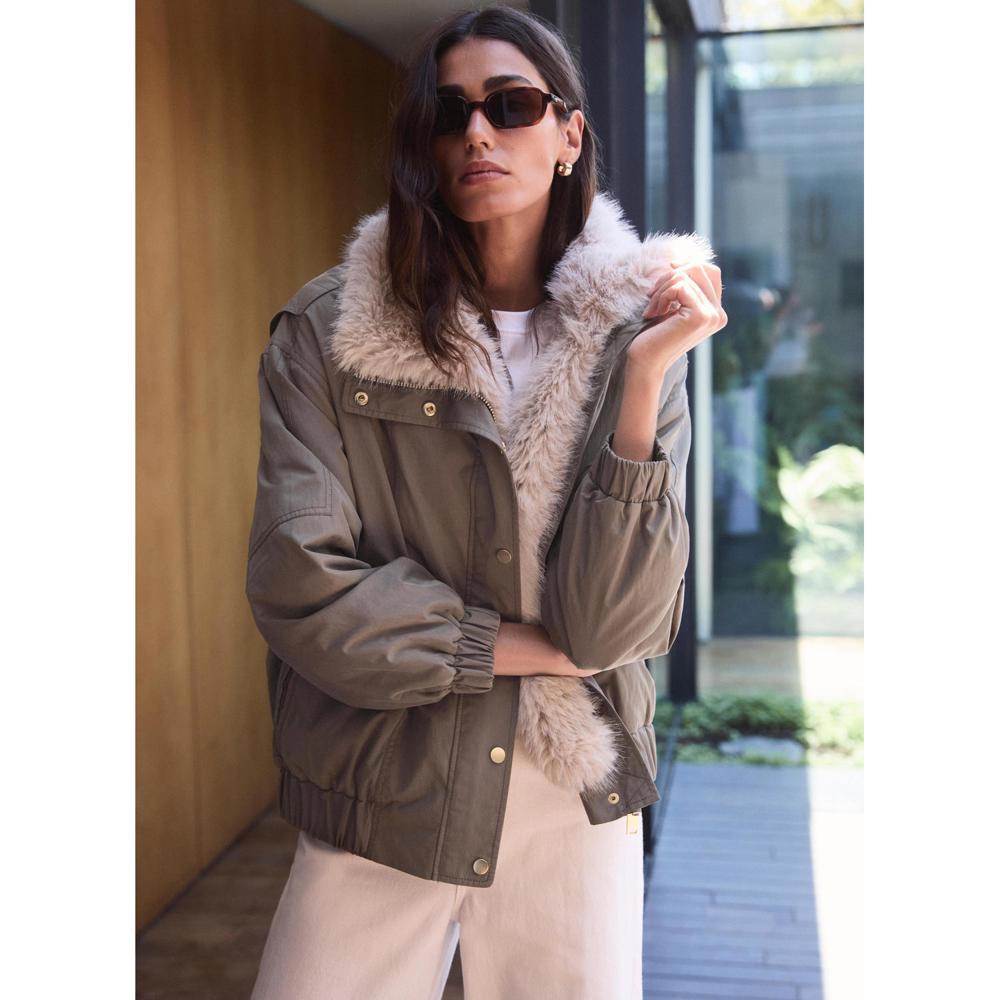 Mint Velvet Faux Fur Trim Bomber Jacket